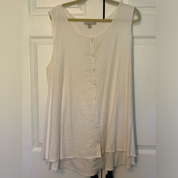 Sleeveless linen blend button-down tunic - Picture 1 of 3